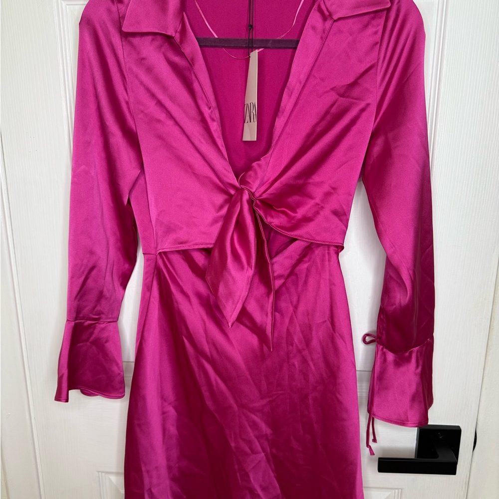 Zara Fuchsia Satin Blouse